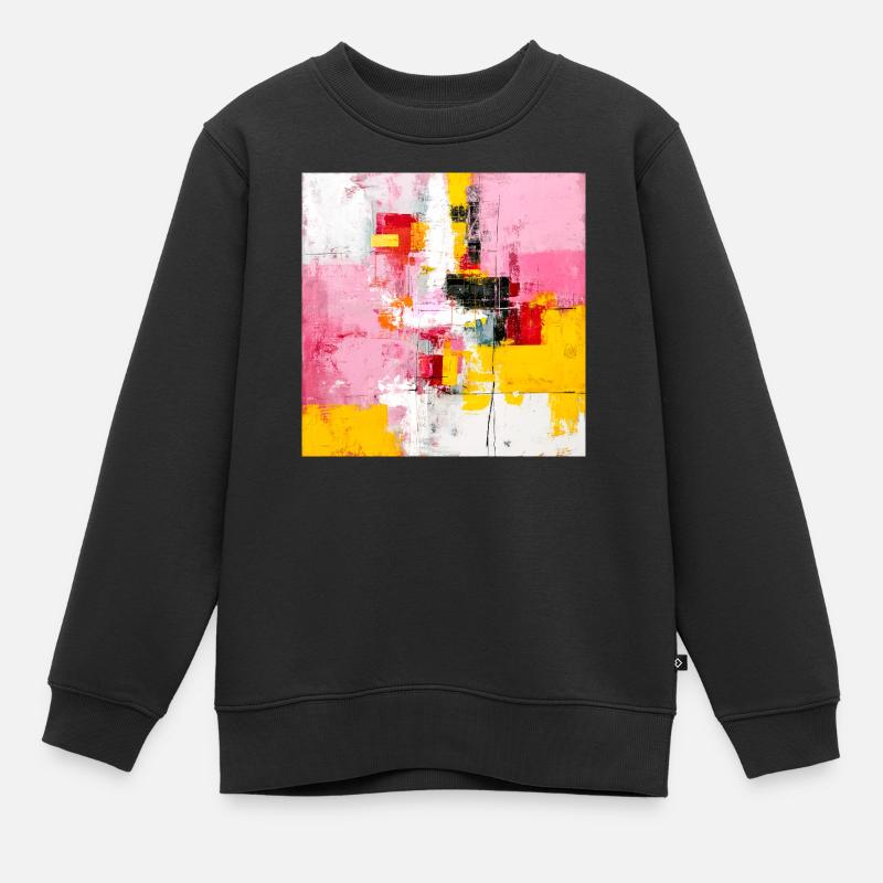 Abstrakte Farbblöcke Pink Gelb - Kinder Premium Organic Sweatshirt - Schwarz