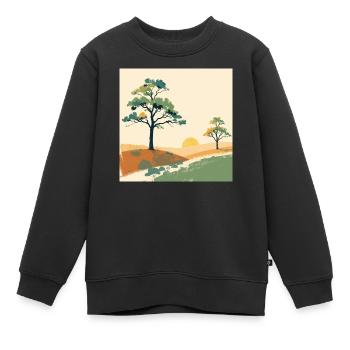 Pastell-Sonnenuntergangsbäume - Kinder Premium Organic Sweatshirt - Schwarz - Vorne - AI Model Kid Female (0cm)