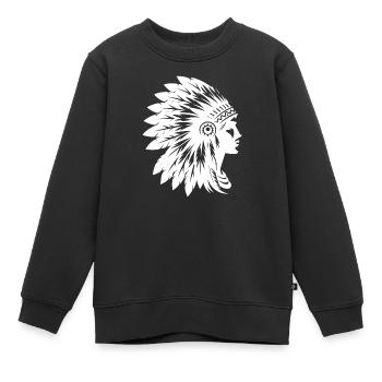 Coiffe élégante avec visage de profil - Sweat Premium enfant bio - noir - Devant - AI Model Kid Female (0cm)