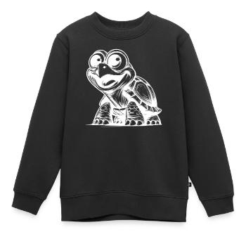 Baby Schildkröten mit großen Augen - Kinder Premium Organic Sweatshirt - Schwarz - Vorne - AI Model Kid Female (0cm)