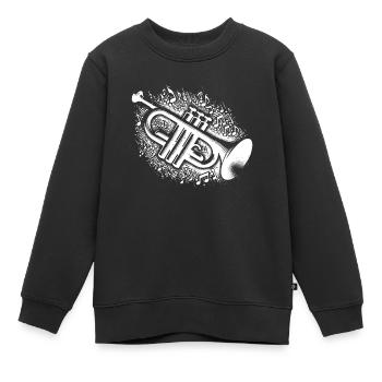 Trompeten Notenexplosion Zauber Blech mit Seele - Kinder Premium Organic Sweatshirt - Schwarz - Vorne - AI Model Kid Female (0cm)