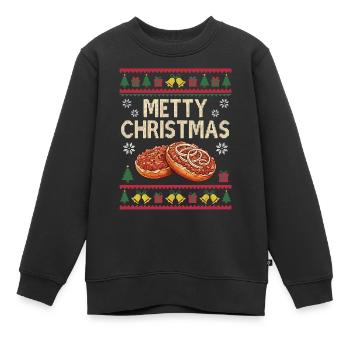 Lustiges Mett Weihnachten Geschenk Mettbrötchen - Kinder Premium Organic Sweatshirt - Schwarz - Vorne - AI Model Kid Female (0cm)