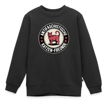 Antifaschistische Katzen Freunde - Gegen Rechts - Kinder Premium Organic Sweatshirt - Schwarz - Vorne - AI Model Kid Female (0cm)