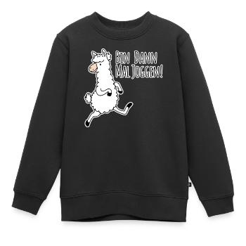 Bin dann mal joggen! Das lustige Lama läuft gern! - Kinder Premium Organic Sweatshirt - Schwarz - Vorne - AI Model Kid Female (0cm)