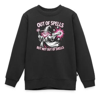 Hors de sorts mais pas de coquilles - Cool Wizard - Sweat Premium enfant bio - noir - Devant - AI Model Kid Female (0cm)