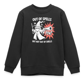 Hors de sorts mais pas de coquilles - Cool Wizard - Sweat Premium enfant bio - noir - Devant - AI Model Kid Female (0cm)