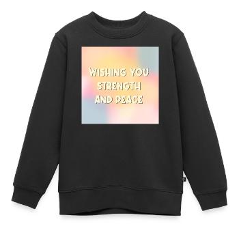 Kraft Frieden wünschen - Kinder Premium Organic Sweatshirt - Schwarz - Vorne - AI Model Kid Female (0cm)