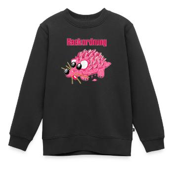 Mettigel Cartoon – Lustige Hackordnung   - Kinder Premium Organic Sweatshirt - Schwarz - Vorne - AI Model Kid Female (0cm)