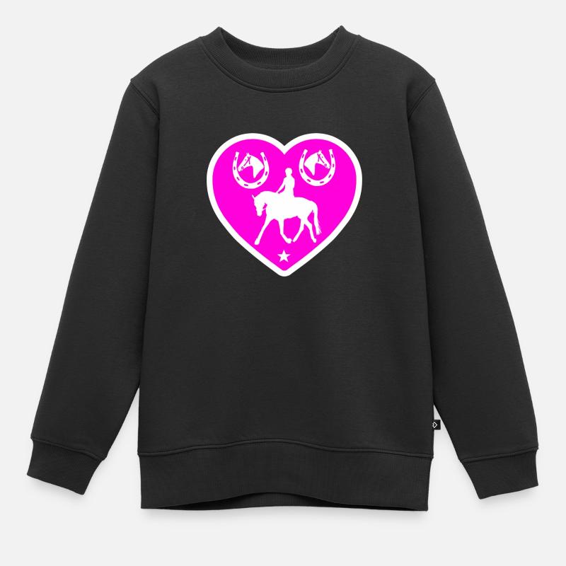 Pferde - Kinder Premium Organic Sweatshirt - Schwarz