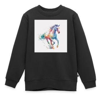 Explosion aquarelle du cheval arc-en-ciel - Sweat Premium enfant bio - noir - Devant - AI Model Kid Female (0cm)