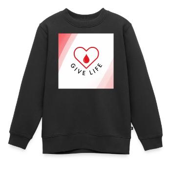Schenken Sie Leben: Blutspenderherz - Kinder Premium Organic Sweatshirt - Schwarz - Vorne - AI Model Kid Female (0cm)