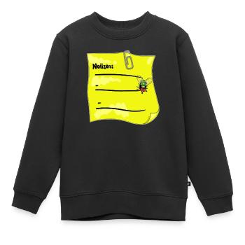 Notizzettel gelb – Büroklammer & Fake‑Fliege - Kinder Premium Organic Sweatshirt - Schwarz - Vorne - AI Model Kid Female (0cm)