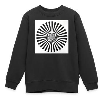 Illusion d’optique radiale - Sweat Premium enfant bio - noir - Devant - AI Model Kid Female (0cm)