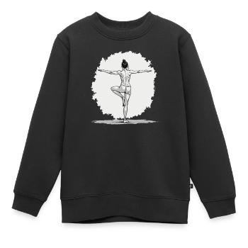 Yoga Exercice, Équilibre, Pleine Conscience et Relaxation - Sweat Premium enfant bio - noir - Devant - AI Model Kid Female (0cm)
