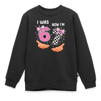 Ich war 6 jetzt bin ich 7 - siebter Geburtstag - Kinder Premium Organic Sweatshirt - Schwarz - Vorne - AI Model Kid Female (0cm)