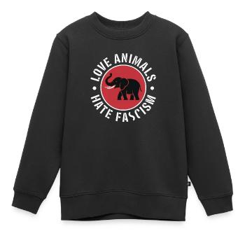Liebe Tiere, hasse Faschismus – Antifaschistisches Merch - Kinder Premium Organic Sweatshirt - Schwarz - Vorne - AI Model Kid Female (0cm)