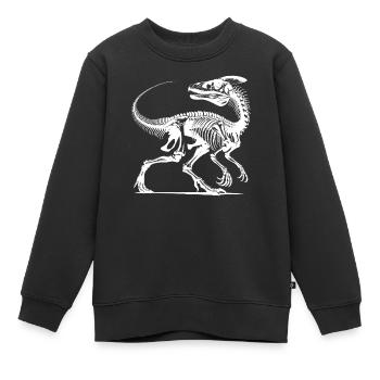 Dinosaurier Raptor mit Rückgrat Knochen - Kinder Premium Organic Sweatshirt - Schwarz - Vorne - AI Model Kid Female (0cm)