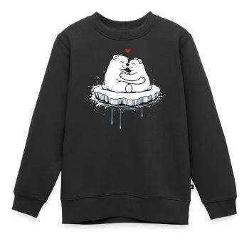 Deux ours polaires câlins sur la banquise - Sweat Premium enfant bio - noir - Devant - AI Model Kid Female (0cm)