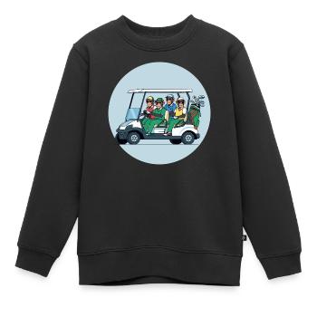 Troupe de golf en voiturette de golf - Sweat Premium enfant bio - noir - Devant - AI Model Kid Female (0cm)