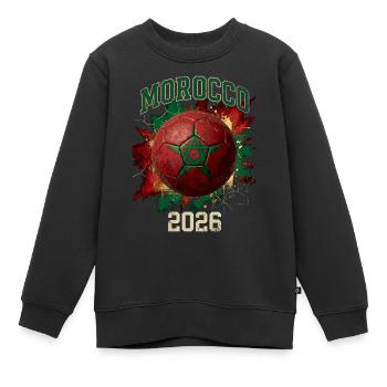 Morocco 2026 soccer ball design - Kids Premium Organic Sweatshirt - black - Front - AI Model Kid Female (0cm)