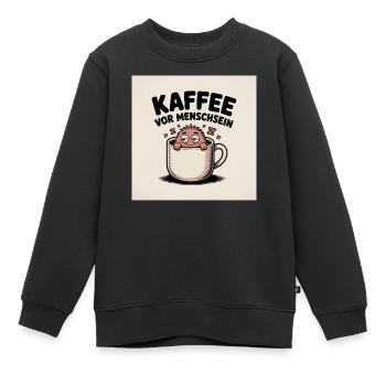 Dessin animé Coffee Before Being Human - Sweat Premium enfant bio - noir - Devant - AI Model Kid Female (0cm)