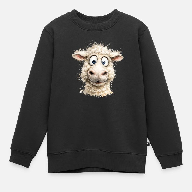 Lachendes Schaf Cartoon-Pop - Kinder Premium Organic Sweatshirt - Schwarz