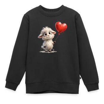 Lamm mit Herzballon - Kinder Premium Organic Sweatshirt - Schwarz - Vorne - AI Model Kid Female (0cm)