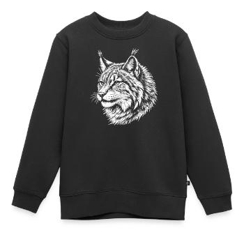 Portrait en contraste de lynx - Sweat Premium enfant bio - noir - Devant - AI Model Kid Female (0cm)