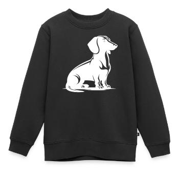 Edle Dackelzeichnung Jagdhund Hundesilhouette - Kinder Premium Organic Sweatshirt - Schwarz - Vorne - AI Model Kid Female (0cm)