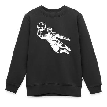 Fußballtorwart bei einer Glanzparade im Sprung - Kinder Premium Organic Sweatshirt - Schwarz - Vorne - AI Model Kid Female (0cm)