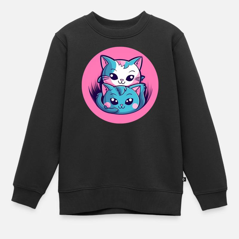 Duo de câlins chatons - Sweat Premium enfant bio - noir