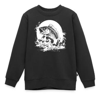 Fischerei Zeichnung - Kinder Premium Organic Sweatshirt - Schwarz - Vorne - AI Model Kid Female (0cm)