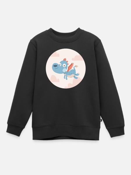 dragon bleu - Sweat Premium enfant bio - noir