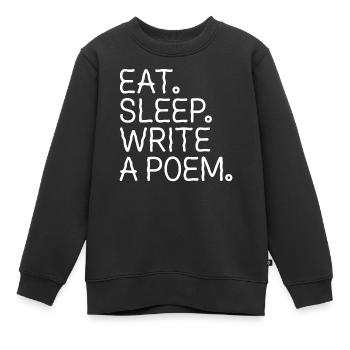Mange, dors, écris un poème - Sweat Premium enfant bio - noir - Devant - AI Model Kid Female (0cm)