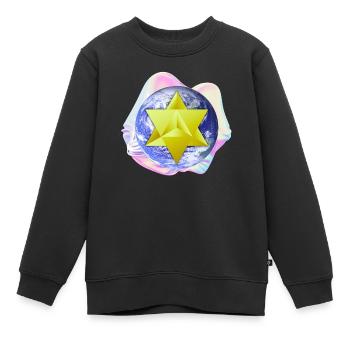 Surreale Merkaba-Erde - Kinder Premium Organic Sweatshirt - Schwarz - Vorne - AI Model Kid Female (0cm)