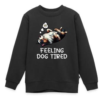 Feeling Dog Tired Australian Shepherd Aussiehalter - Kinder Premium Organic Sweatshirt - Schwarz - Vorne - AI Model Kid Female (0cm)