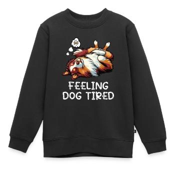 Feeling Dog Tired Australian Shepherd Aussiehalter - Kinder Premium Organic Sweatshirt - Schwarz - Vorne - AI Model Kid Female (0cm)