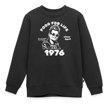50e anniversaire Pogo à vie depuis 04/1976 - Sweat Premium enfant bio - noir - Devant - AI Model Kid Female (0cm)
