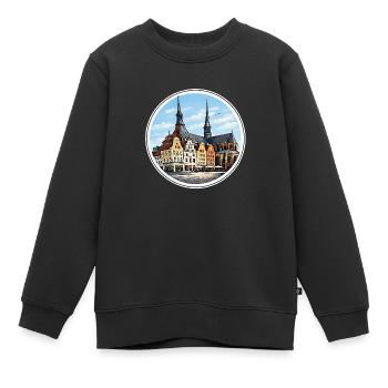 Rostock-Neuer Markt - Kinder Premium Organic Sweatshirt - Schwarz - Vorne - AI Model Kid Female (0cm)