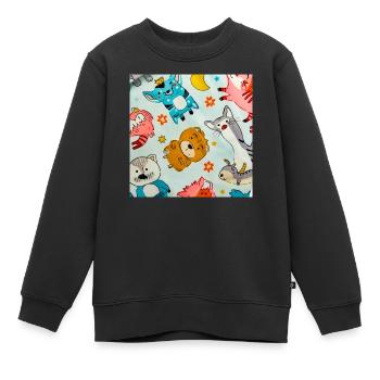 Verspielte Weltraumtier-Collage - Kinder Premium Organic Sweatshirt - Schwarz - Vorne - AI Model Kid Female (0cm)