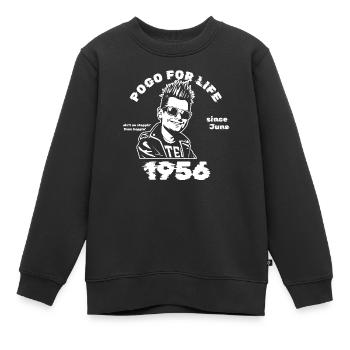70. Anniversaire Pogo à vie depuis 06/1956 - Sweat Premium enfant bio - noir - Devant - AI Model Kid Female (0cm)