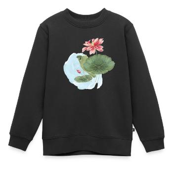 Magie de la Fleur d’Aquarelle en Nénuphar - Sweat Premium enfant bio - noir - Devant - AI Model Kid Female (0cm)