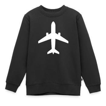 Flugzeug - Kinder Premium Organic Sweatshirt - Schwarz - Vorne - AI Model Kid Female (0cm)