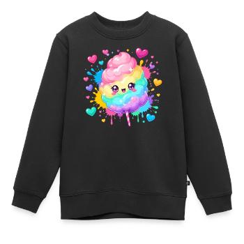 Bonheur du cœur en canne d’orge arc-en-ciel - Sweat Premium enfant bio - noir - Devant - AI Model Kid Female (0cm)