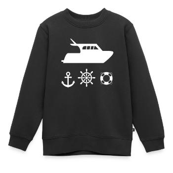 Motorboot - Kinder Premium Organic Sweatshirt - Schwarz - Vorne - AI Model Kid Female (0cm)