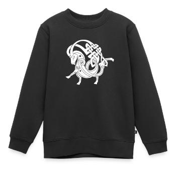 Chèvre celtique - Sweat Premium enfant bio - noir - Devant - AI Model Kid Female (0cm)