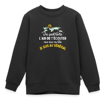 Sénégal  - Sweat Premium enfant bio - noir - Devant - AI Model Kid Female (0cm)