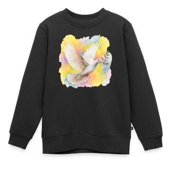 Friedenstaube - Kinder Premium Organic Sweatshirt - Schwarz - Vorne - AI Model Kid Female (0cm)