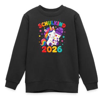 Schulkind 2026 Einhorn Einschulung Mädchen - Kinder Premium Organic Sweatshirt - Schwarz - Vorne - AI Model Kid Female (0cm)