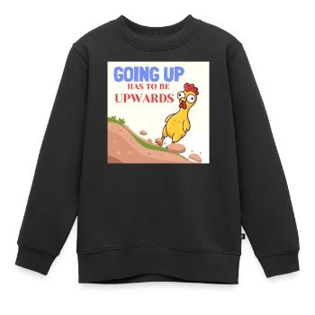 Humour motivant de Drôle de poulet qui monte vers le haut - Sweat Premium enfant bio - noir - Devant - AI Model Kid Female (0cm)